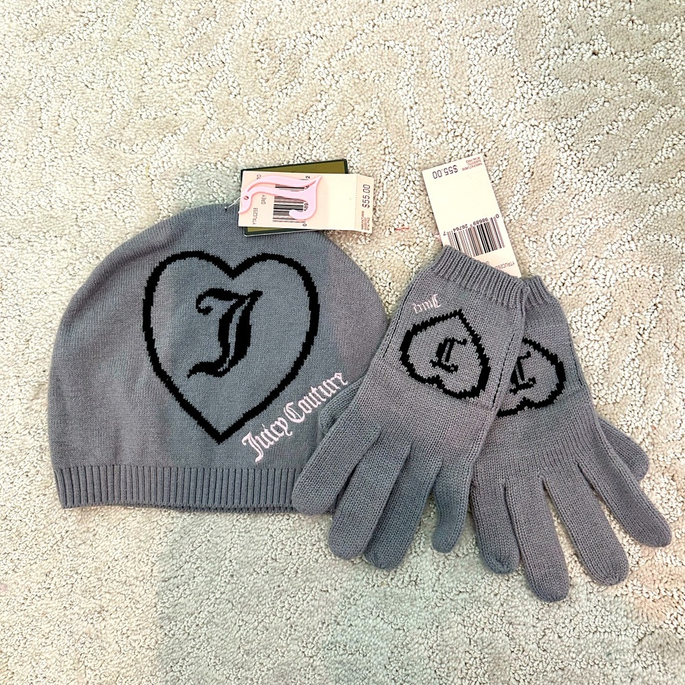 NWT Juicy Couture Beanie + Gloves